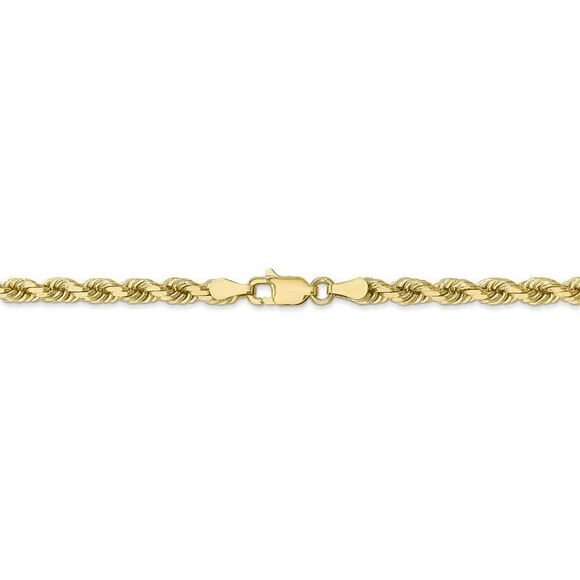 4mm 10k Yellow Gold Diamond Cut Solid Rope Chain Necklace, 24 Inch - Picture 4 of 8